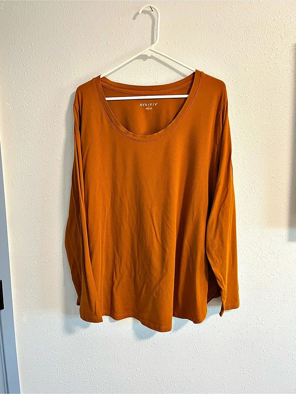 Ava & Viv Long Sleeve Top in Pumpkin Size 2X